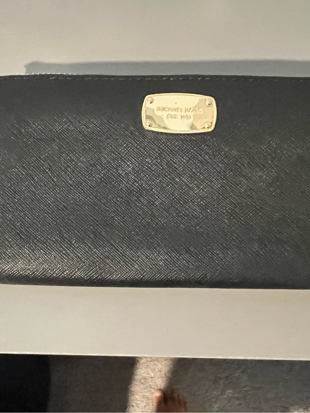 Michael Kors Black Saffiano Leather Card Holder with Gold Plaque